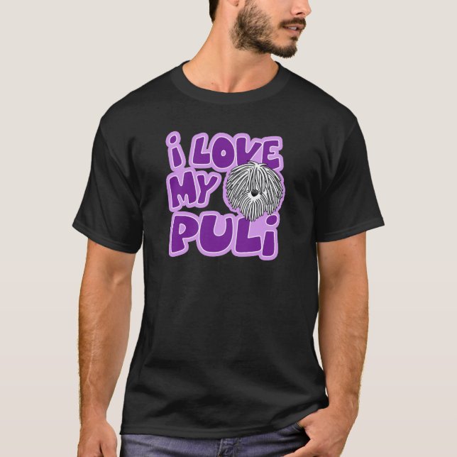 Tecknaden älskar jag min vit Puli T Shirt (Framsida)