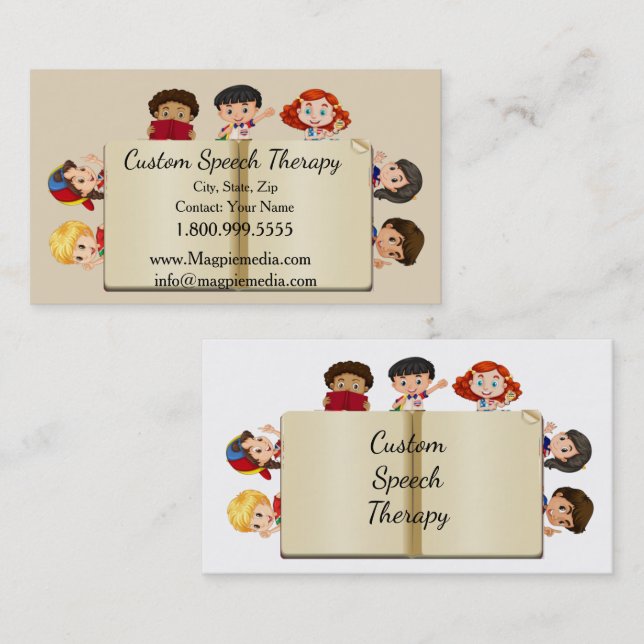 Tecknaden Anpassat namn för Tal-behandlade barn Visitkort (Fram/baksida)