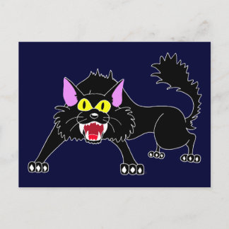 Tecknaden arg Svart katt Vykort