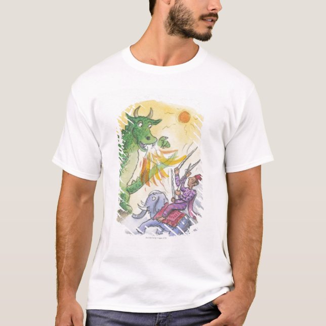 Tecknaden av mythological avfyrar andningdraken t shirt (Framsida)