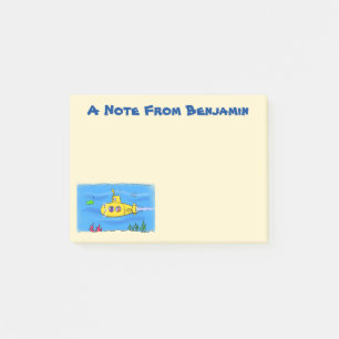 tecknaden av ubåten lycklig post-it block