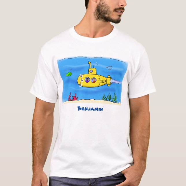 tecknaden av ubåten lycklig t shirt (Framsida)