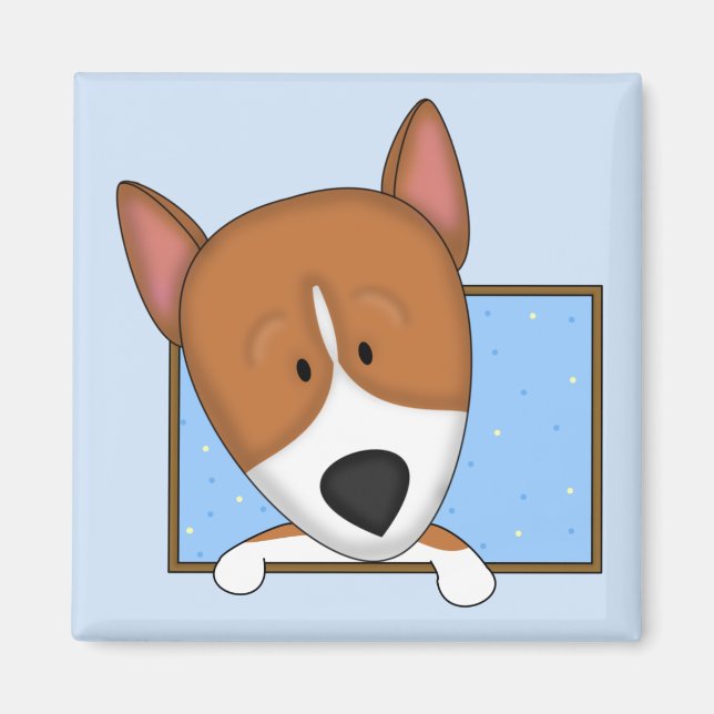 Tecknaden Basenji Magnet (Framsidan)