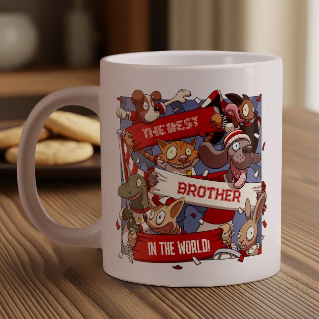 Tecknaden Best Brother Funny Animal Fläkt Jumbo Mugg (Skapare uppladdad)