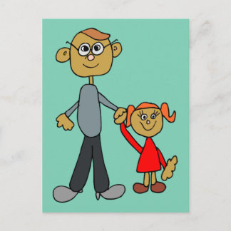 Tecknaden Best pappa Fars dag Far Daughn Vykort