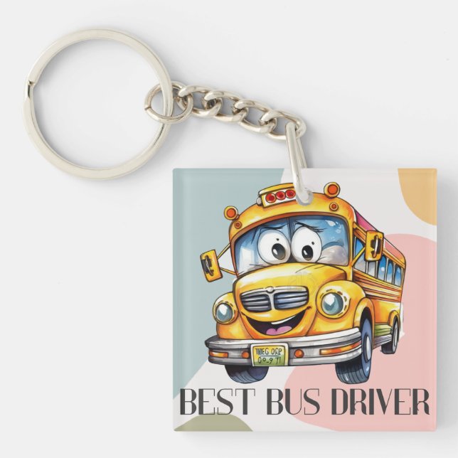 Tecknaden Best School Buss Driver med Gult (Framsidan)
