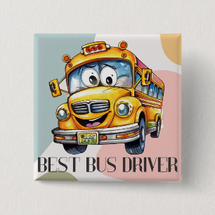 Tecknaden Best School Buss Driver med Gult Knapp