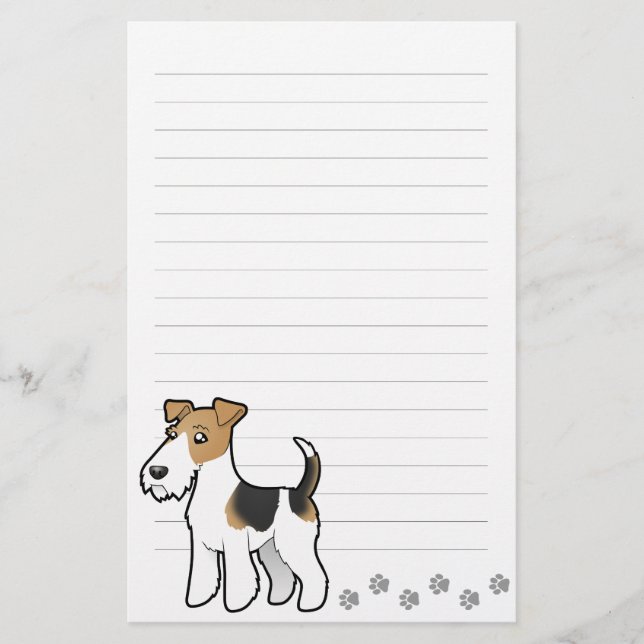Tecknaden binder foxterrier brevpapper (Framsida)