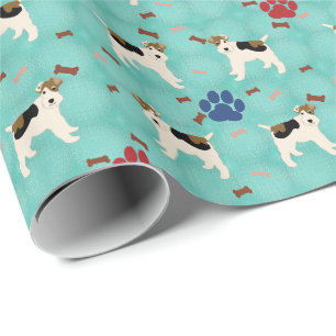 Tecknaden binder foxterrier presentpapper