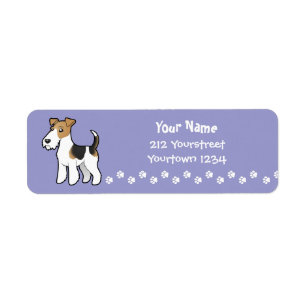 Tecknaden binder foxterrier returadress etikett