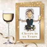 Tecknaden Birthday för Guldet i Funny Sassy Classy Kort<br><div class="desc">Fira den speciella någons födelsedag med en champagneskål! Det här klassi-,  sassi- och glamorkortet kommer att le på hennes ansikte. Hon får veta att du önskar henne "många fler" Personalisera namn och födelseår</div>