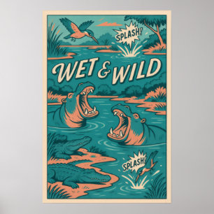 Tecknaden blöt & Vild River Creatures Poster