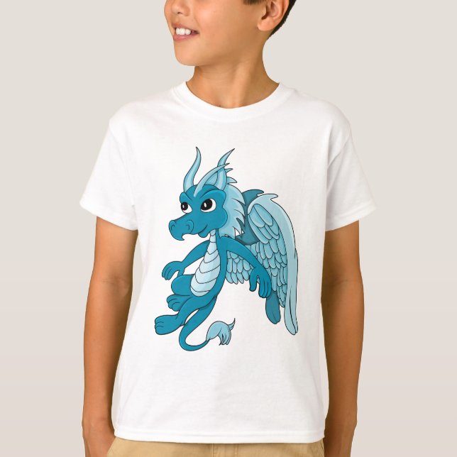 Tecknaden Blue Dragon T Shirt (Framsida)