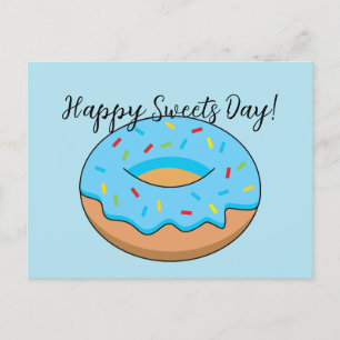 Tecknaden Blue Frosted Donut Sprinkles Lägg till Helg Vykort