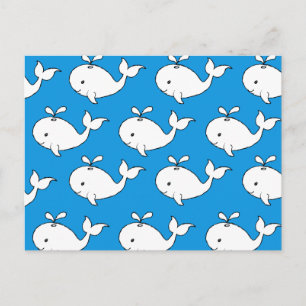 Tecknaden Blue Hand plockade Whale Mönster Whale Vykort