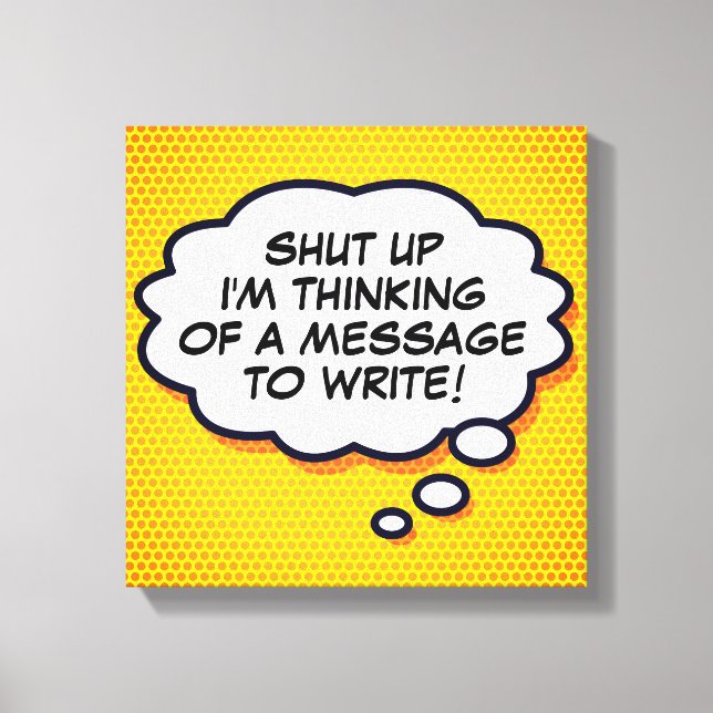 Tecknaden Bok i för meddelandets Tänka-bubbelRolig Canvastryck (Framsida)