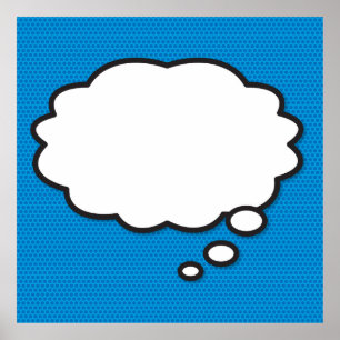 Tecknaden Bok i för meddelandets Tänka-bubbelRolig Poster