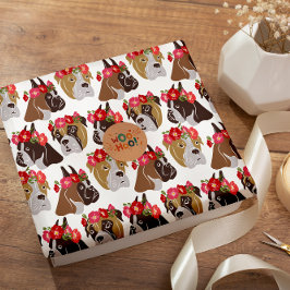 Tecknaden Boxer hund färglös, sömlös mönster Presentpapper