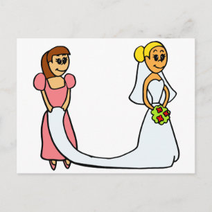 Tecknaden Bride och Maid of honor Vykort