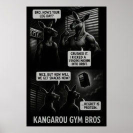 Tecknaden Buff Kangaroo Gym Bros Poster