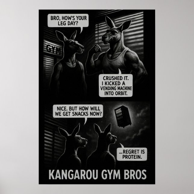 Tecknaden Buff Kangaroo Gym Bros Poster (Framsidan)