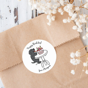 Tecknaden Cake Black Labrador Plain från födelseda Runt Klistermärke