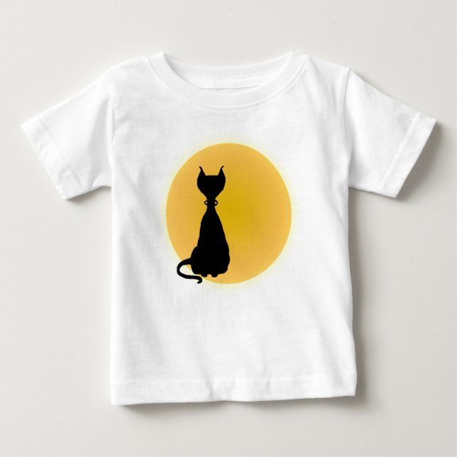 Tecknaden Cat & Måne Roligt Kattunge för Babes Shi T-shirt (Framsida)