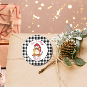 Tecknaden Cat Santa Hat Helgdag Runt Klistermärke