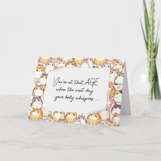 Tecknaden Cats Humor vid Knubbiget på födelsedagen Kort (Framsida)