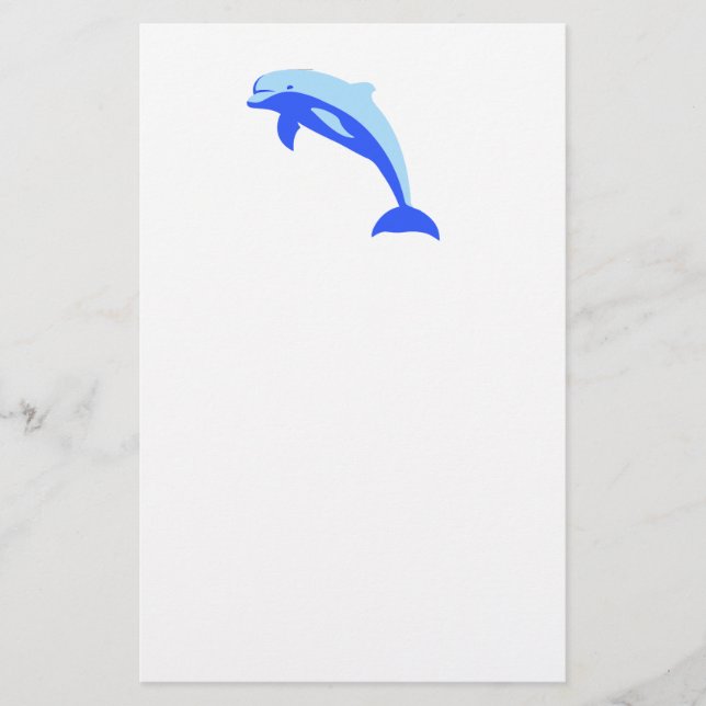 Tecknaden Cheery Blue Jumping Dolphin Ocean Brevpapper (Framsida)