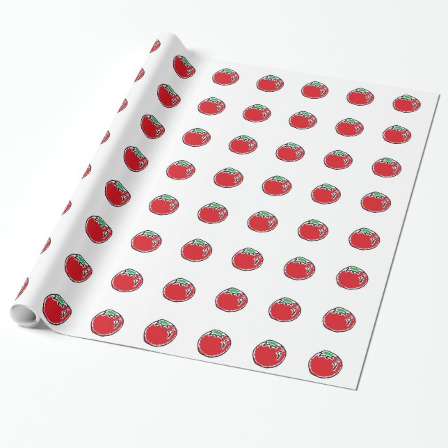 Tecknaden Cheery Cherry Tomato Presentpapper (Utrullad)