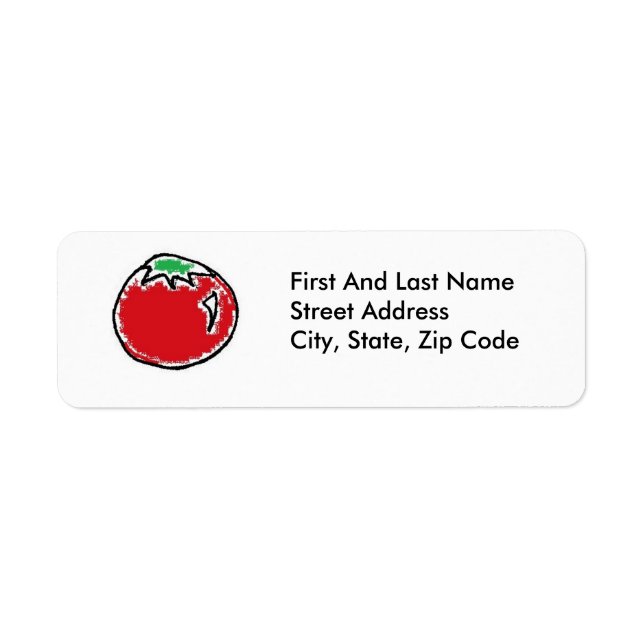 Tecknaden Cheery Cherry Tomato Returadress Etikett (Framsidan)
