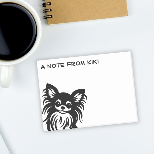 Tecknaden Chihuahua, långfristig, i Cute Long-håra Post-it Block (Skapare uppladdad)