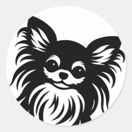 Tecknaden Chihuahua, långfristig, i Cute Long-håra Runt Klistermärke