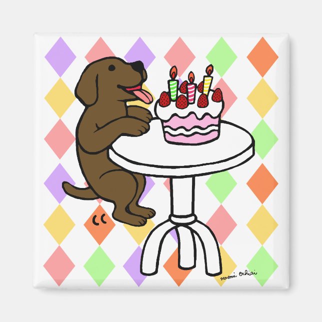 Tecknaden Chocolate Labrador från födelsedagen Magnet (Framsidan)
