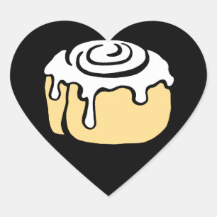 Tecknaden Cinnamon Roll Honung Bun Design in Black Hjärtformat Klistermärke