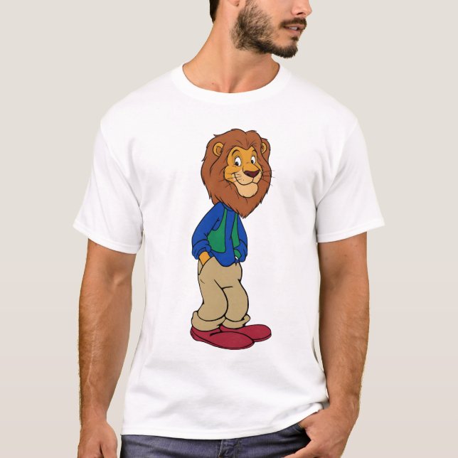 Tecknaden coola Lejon Mascot T-Shirt Design (Framsida)