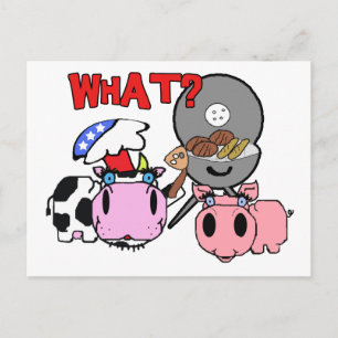 Tecknaden Cow och Gris Schnozzles Barbecue BBQ Vykort