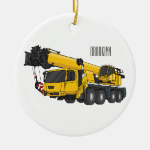 Tecknaden Crane lastbil illustration Julgransprydnad Keramik