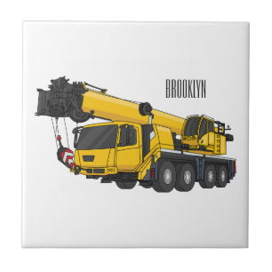 Tecknaden Crane lastbil illustration Kakelplatta