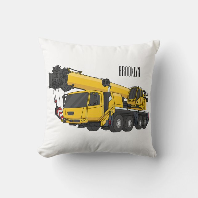 Tecknaden Crane lastbil illustration Kudde (Framsida)