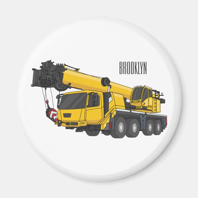 Tecknaden Crane lastbil illustration Magnet (Framsidan)