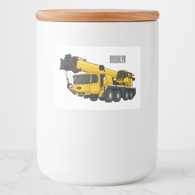 Tecknaden Crane lastbil illustration Mat Etiketter (Framsida)