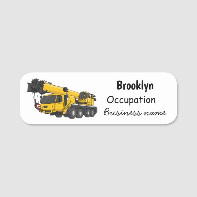 Tecknaden Crane lastbil illustration Namnbricka (Framsida)