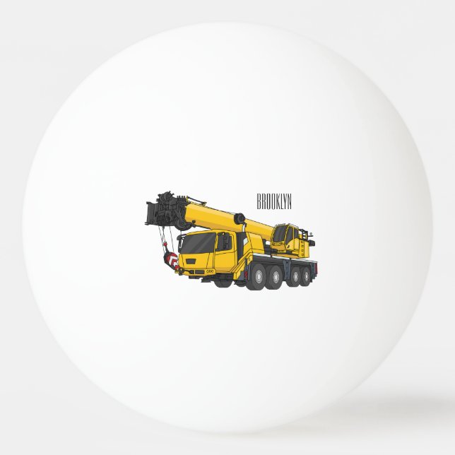 Tecknaden Crane lastbil illustration Pingisboll (Framsidan)