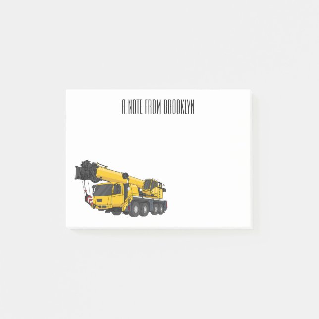 Tecknaden Crane lastbil illustration Post-it Block (Framsida)