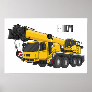 Tecknaden Crane lastbil illustration Poster