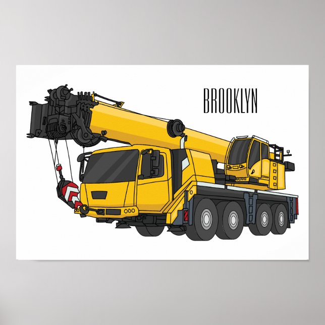 Tecknaden Crane lastbil illustration Poster (Framsidan)