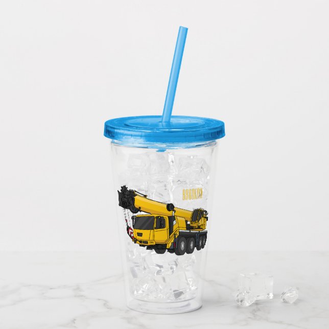 Tecknaden Crane lastbil illustration Take Away Mugg (Baksida Ice)