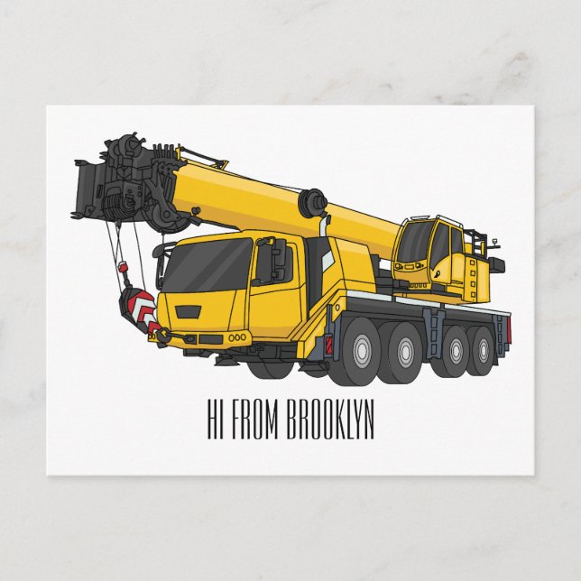 Tecknaden Crane lastbil illustration Vykort (Framsida)
